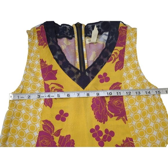 Matilda Jane Dress Womens XS Yellow Floral Golden Key Shift Sleeveless V-Neck - Picture 11 of 12